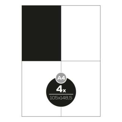 Etikety PRINT A4/100 ks, 105×148,5 – 4 etikety, biele