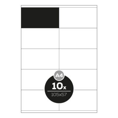 Etikety PRINT A4/100 ks, 105×57 – 10 etikiet, biele