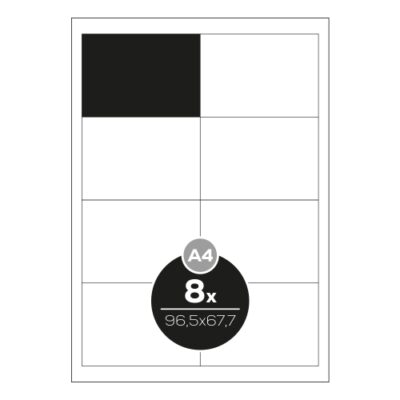 Etikety PRINT A4/100 ks, 96,5×67,7 – 8 etikiet, biele