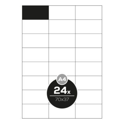 Etikety PRINT A4/100 ks, 70×37 – 24 etikiet, biele