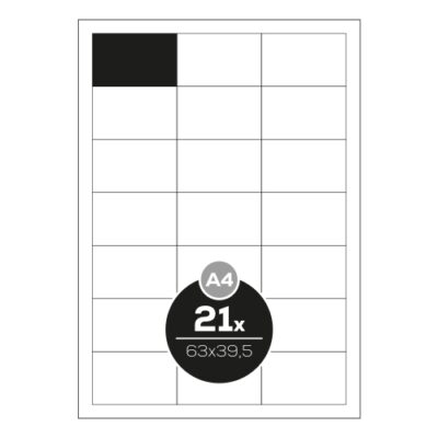 Etikety PRINT A4/100 ks, 63×39,5 – 21 etikiet, biele