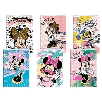Zošit A4, linajkový, 50 listový – Premium Minnie Mouse, s glittrom
