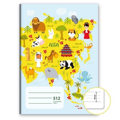 Zošit A5, 10 listový – linajkový 512 s 2 pomoc. linkami Asia