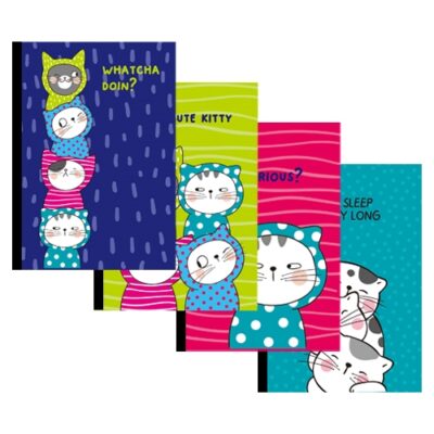 Zošit M&G So Many Cats štvorčekový PVC obal B5/60 listov, biely papier